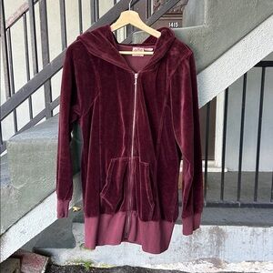 Vintage Juicy Couture Velour track Jacket Burgundy Butterfly Y2K 90's XL